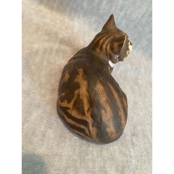 VTG Porcelain Cat "Fascination" Tabby‎ Bengal Franklin Mint 1982 Eric Tenney - Picture 7 of 9